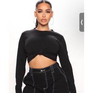 Fashionova Womens front knot long sleeve top